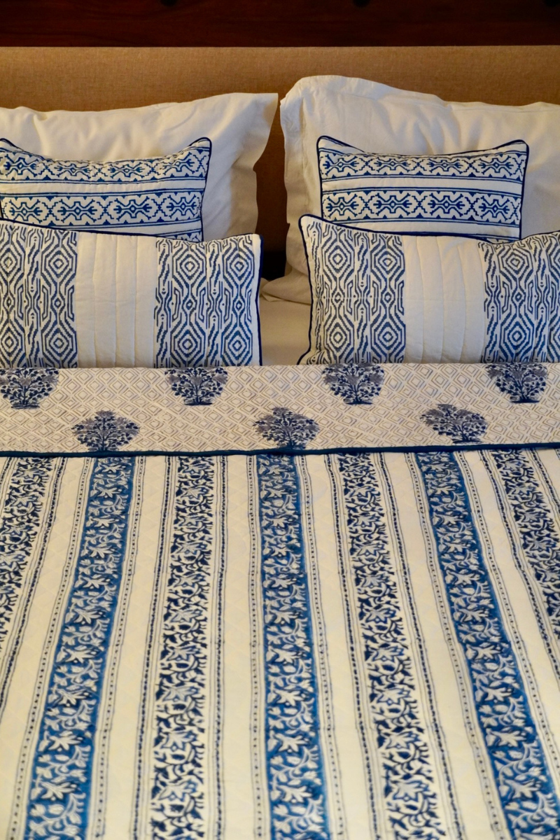 Alternate Indigo Floral Striped Quilt