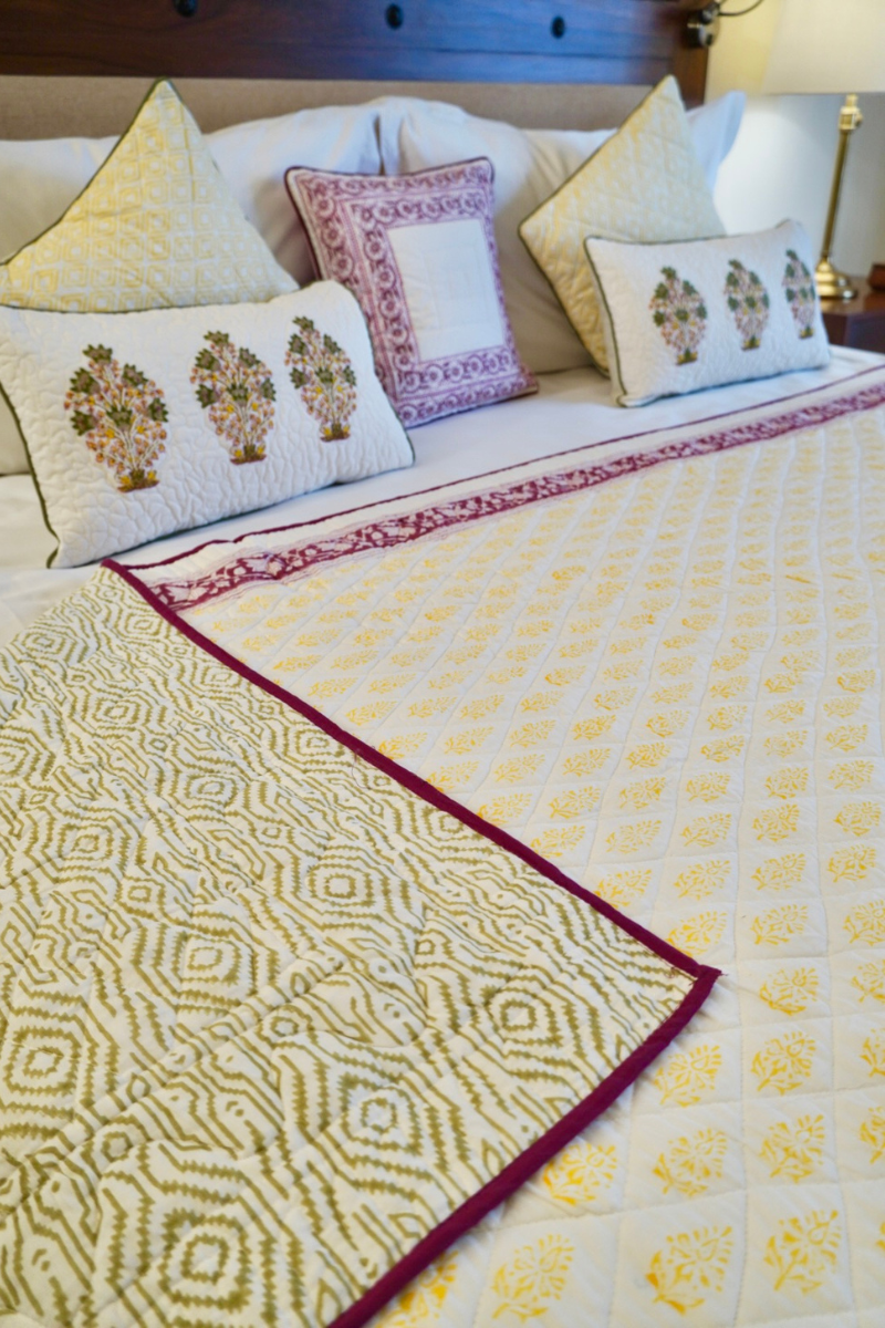 Jaipuri Yellow Ditsy Quilt